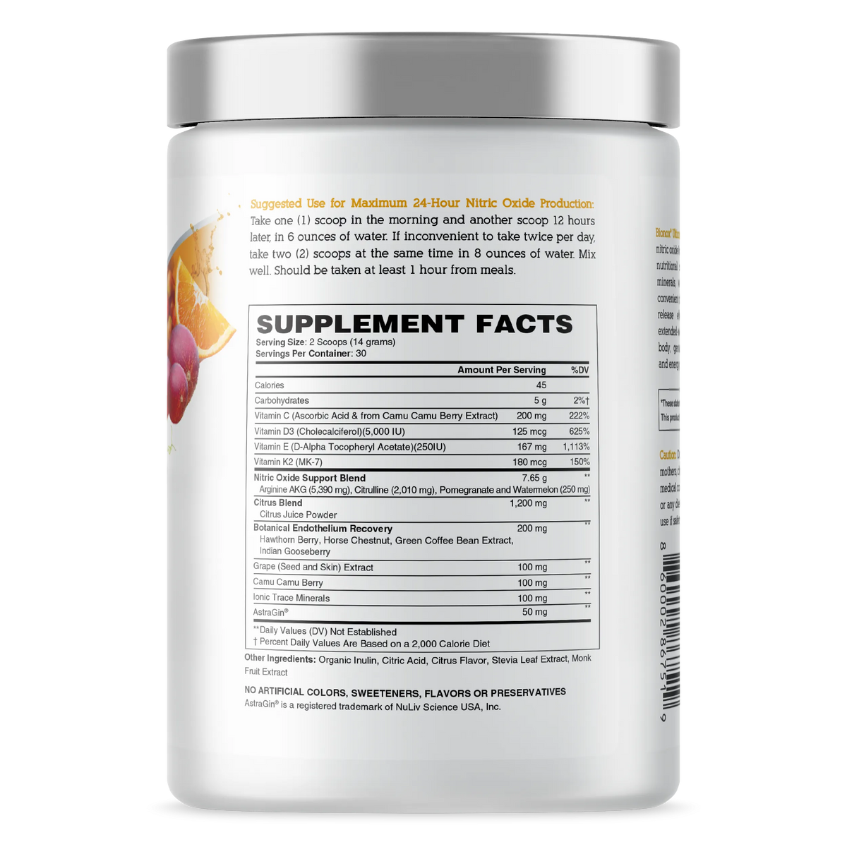 Ultimate Nitric Oxide Nutrition Citrus Splash Flavor - Large - 30 Day Supply